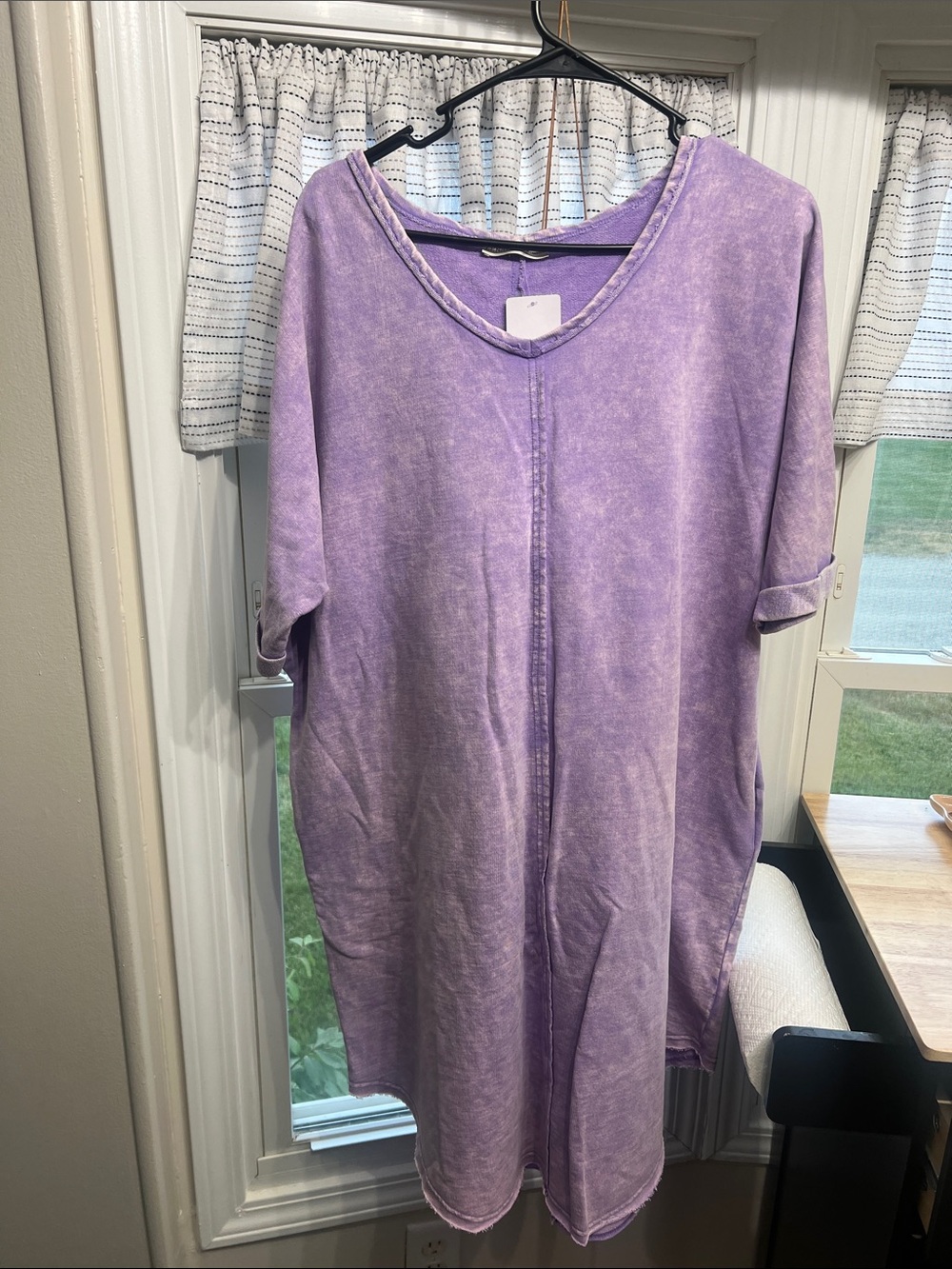 Zenana Lavender Mineral Wash V-Neck Tunic Dress